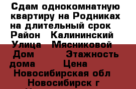 Сдам однокомнатную квартиру на Родниках на длительный срок. › Район ­ Калининский › Улица ­ Мясниковой › Дом ­ 6/3 › Этажность дома ­ 19 › Цена ­ 1 700 - Новосибирская обл., Новосибирск г. Недвижимость » Квартиры аренда   